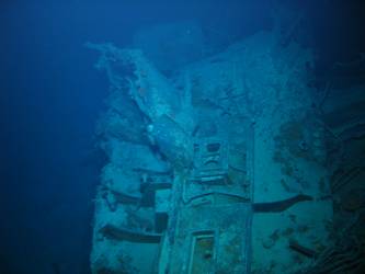 Large pieces of steel wreckage in debris field